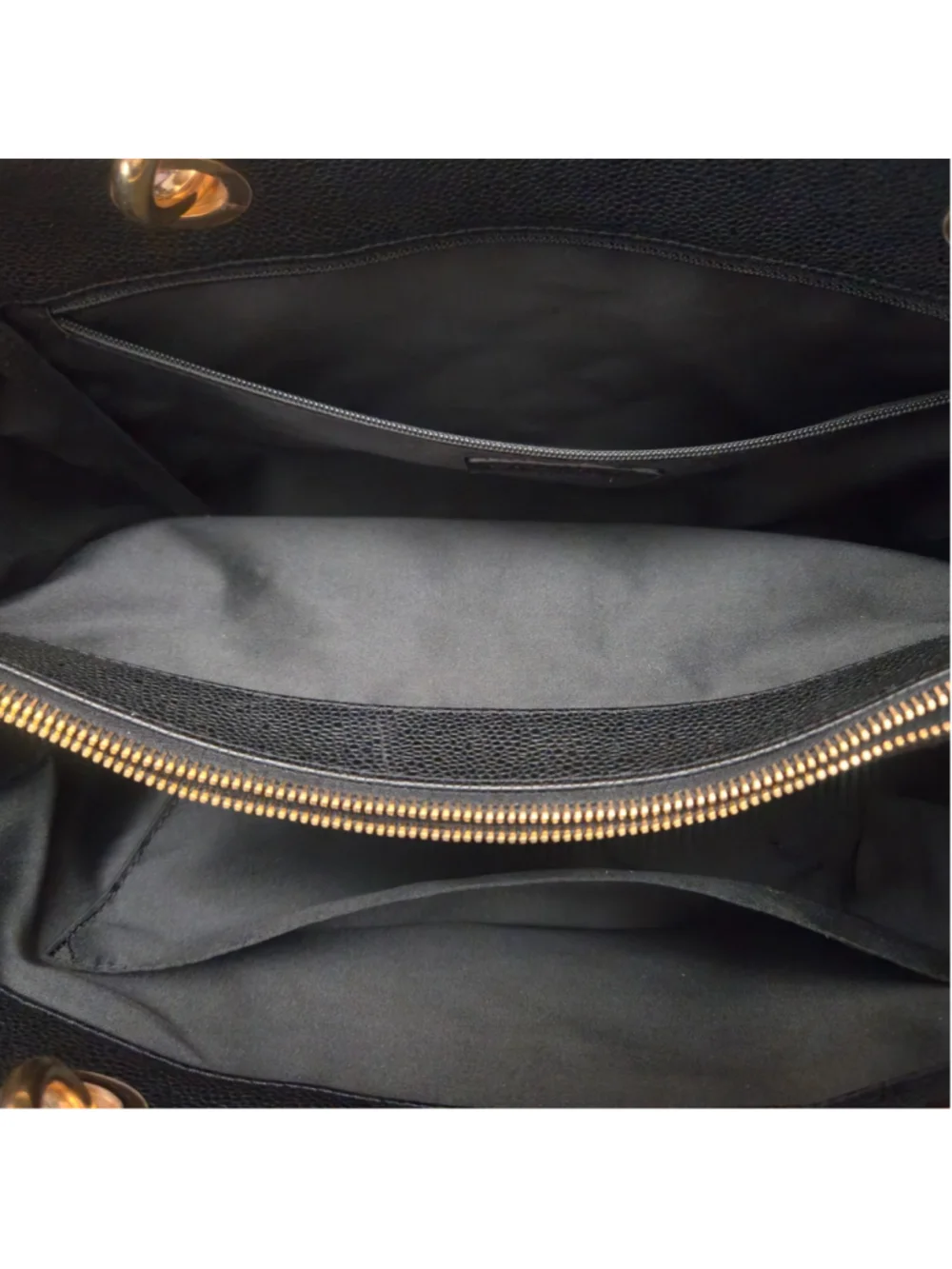 CHANEL Grand Shopping Tote GST Black Caviar Quilted Gold Hardware